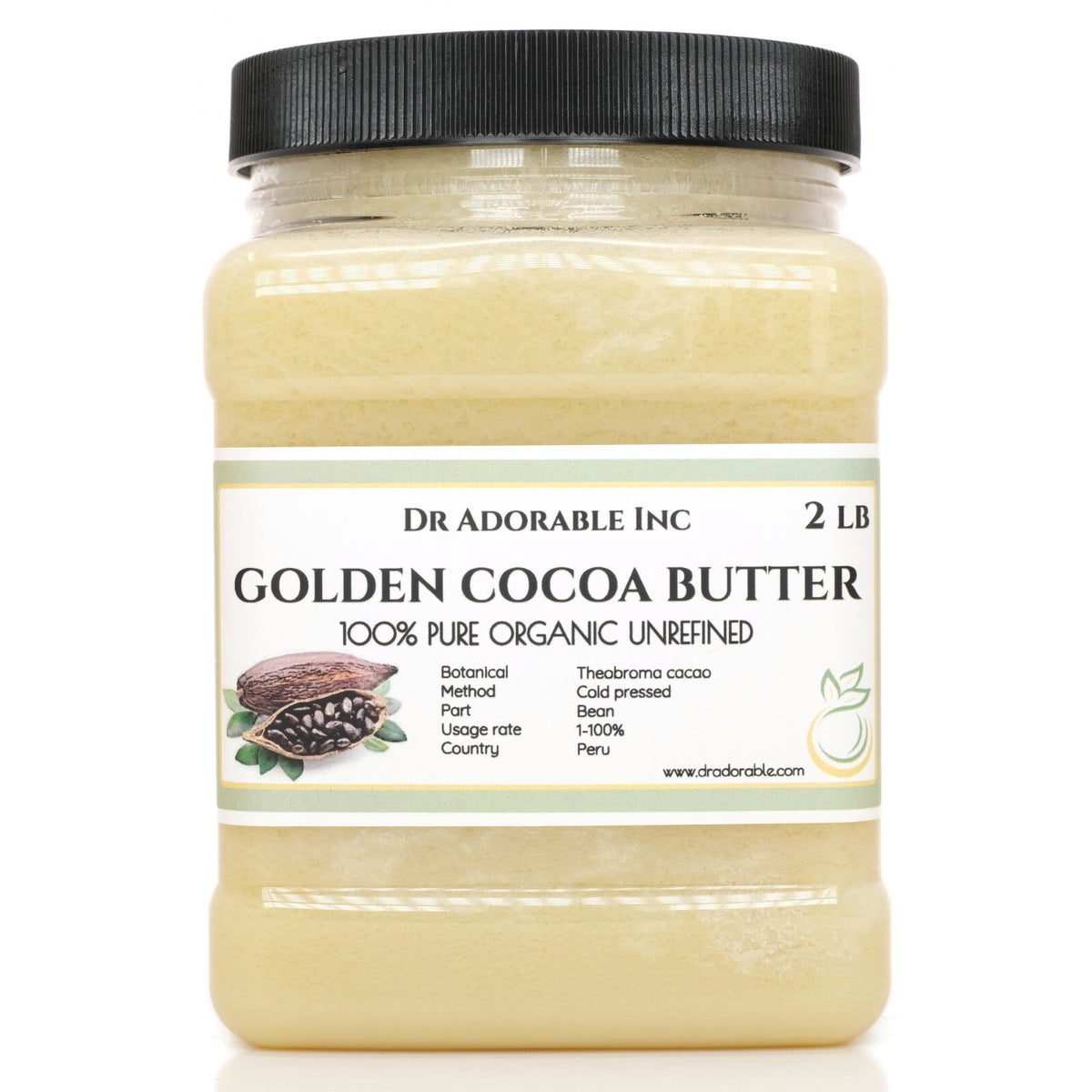 Organic Cold Pressed Cocoa Butter - Golden Raw Pure