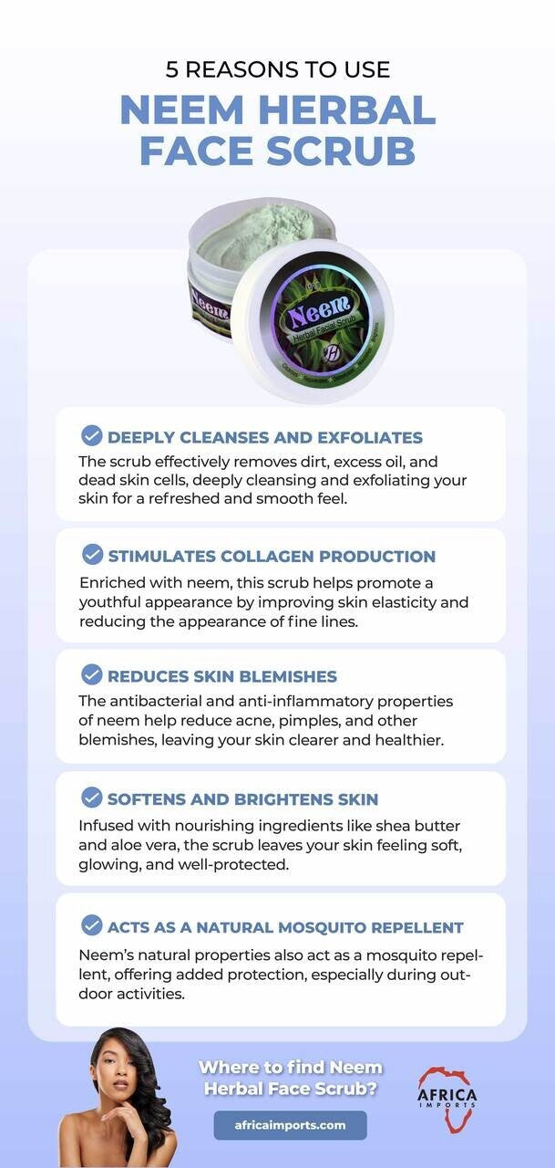 Neem Herbal Face Scrub | Unisex Exfoliant Natural Acne Treatment -