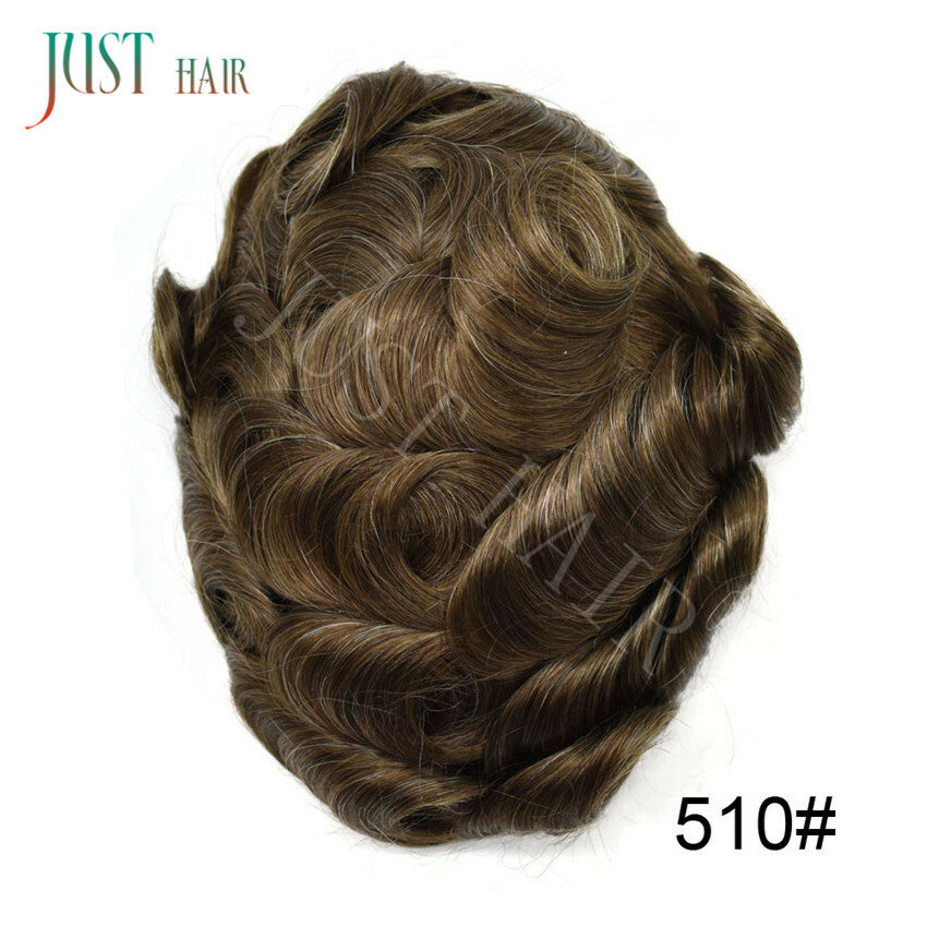 Men's Human Hair Toupee Replacement System - Ultra Thin Skin Hairpiece