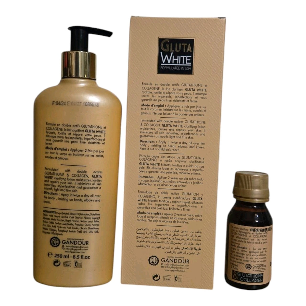 Gluta White Age Defying Lotion with Glutathione & Collagen - 250ml + Serum & Soap