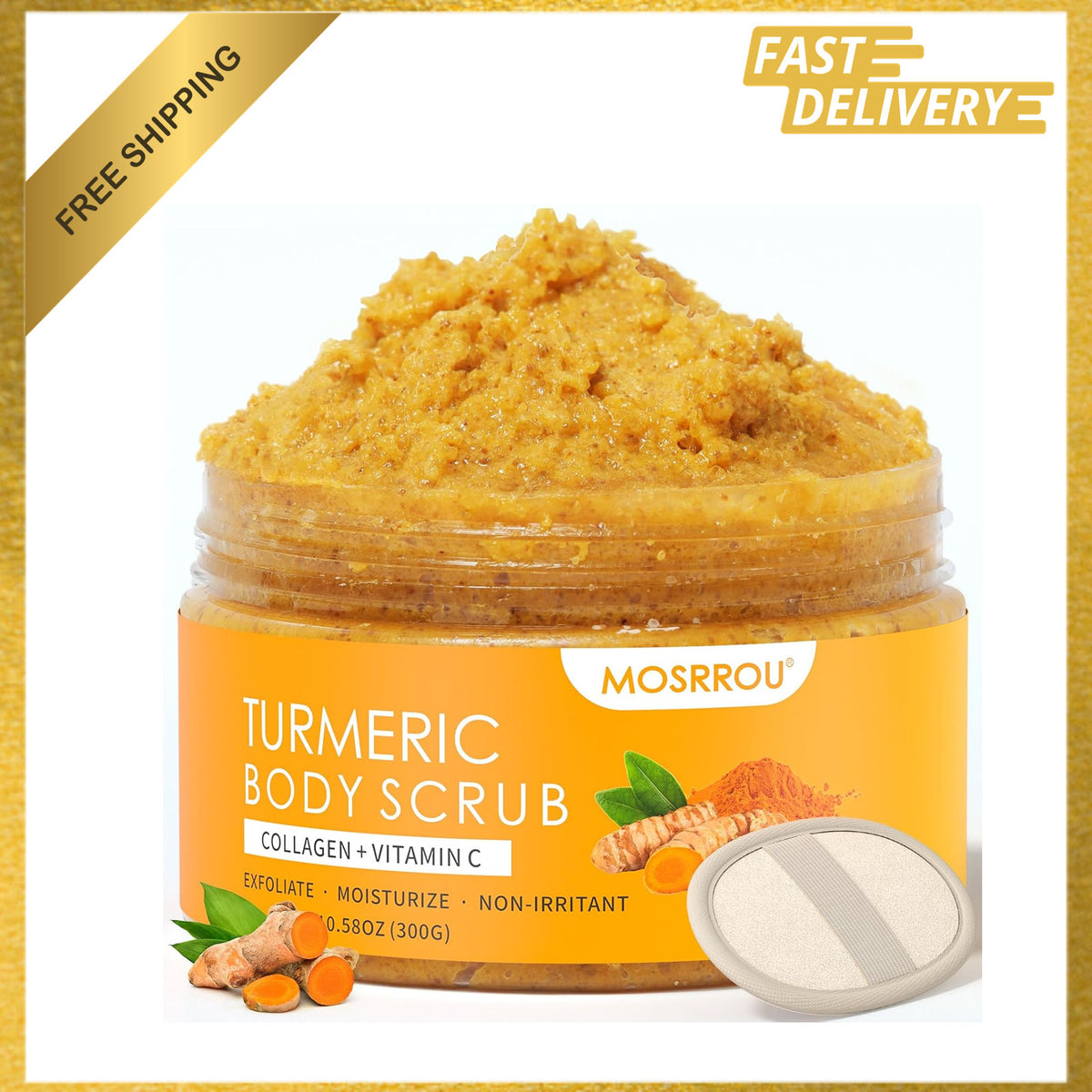 Turmeric Body Scrub Vitamin C Exfoliating Collagen Coconut Oil Dead