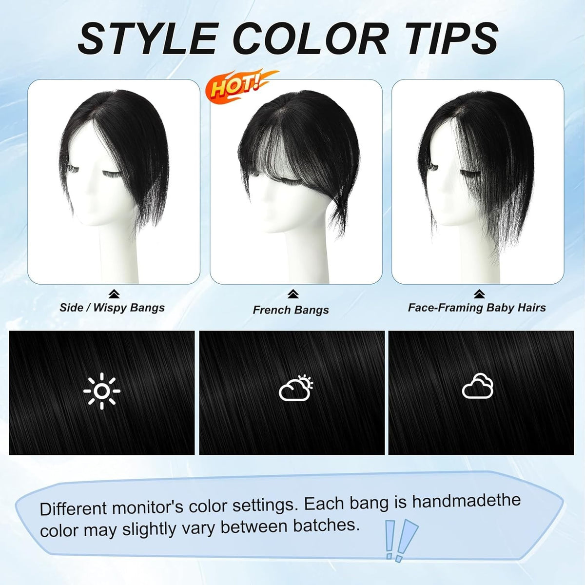 Clip-In Human Hair Bangs Topper - Seamless Natural Volume & Coverage