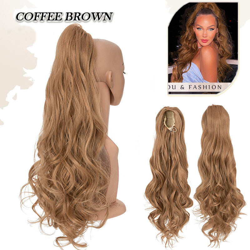 Drawstring Ponytail Hair Extension with Layered Wavy Texture - Thick & Natural-Looking