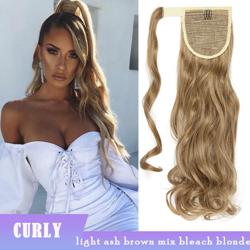 Clip-In Ponytail Hair Extensions Thick Wavy Natural Look 24-32 Inch