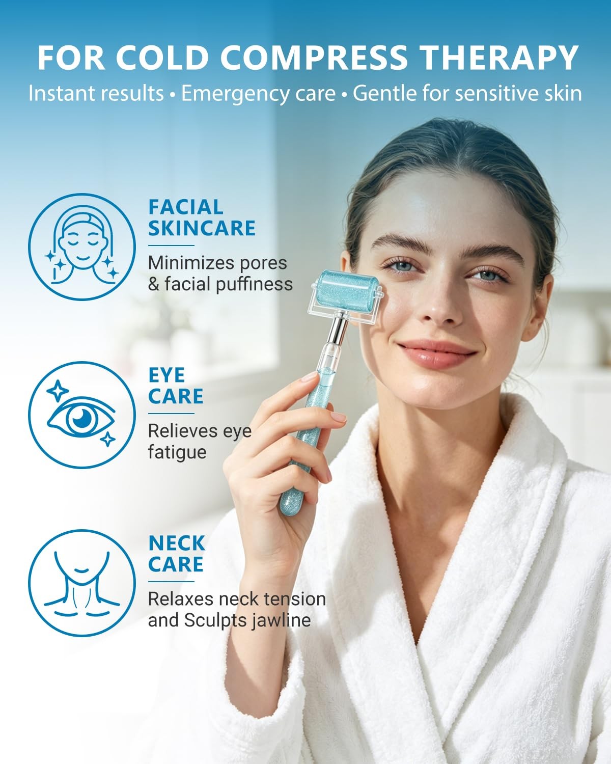 Facial Ice Roller with Glitter Handle for Skin Refreshing & Warm Therapy