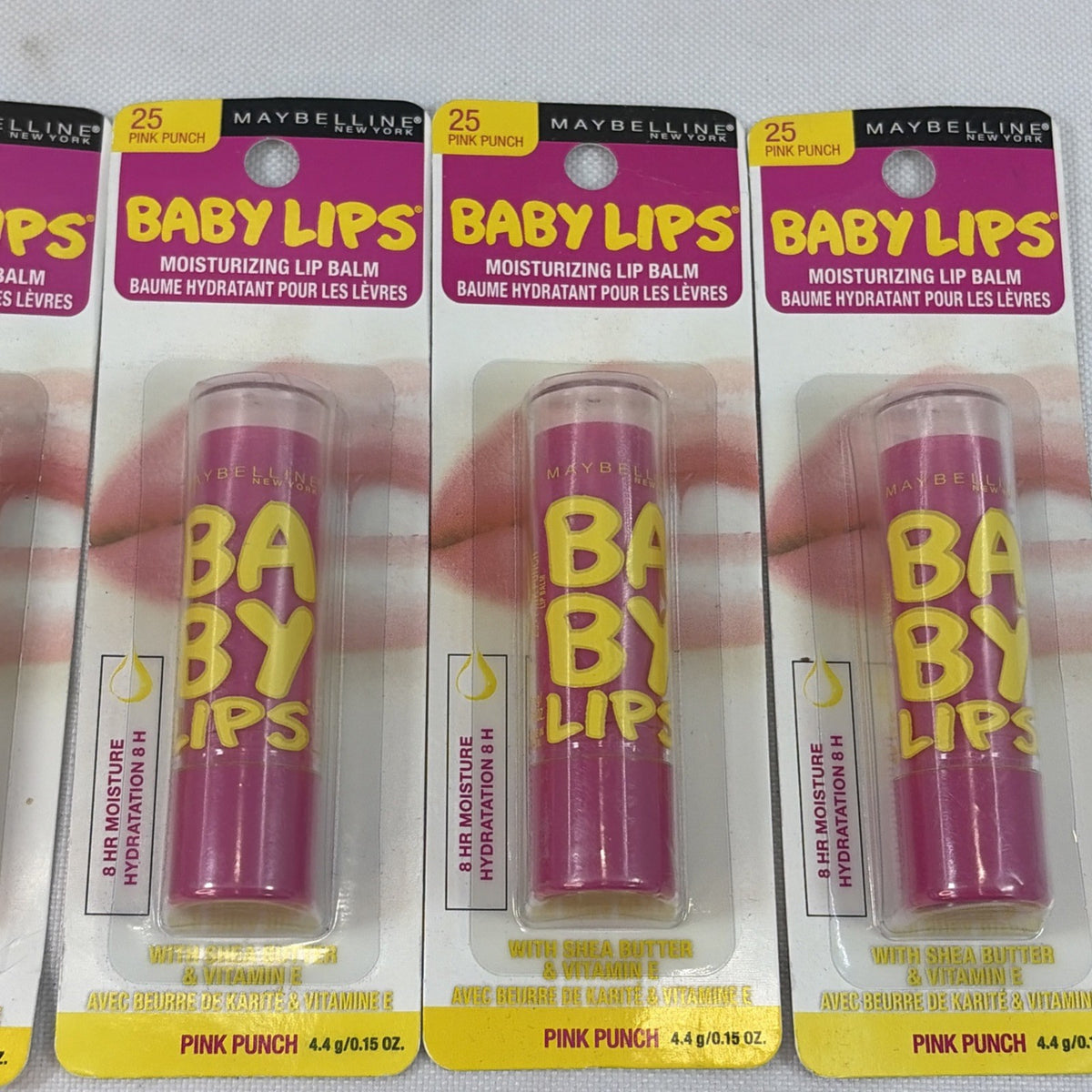Maybelline Baby Lips Moisturizing Lip Balm Set of 4 Pink Punch #25 Flavored