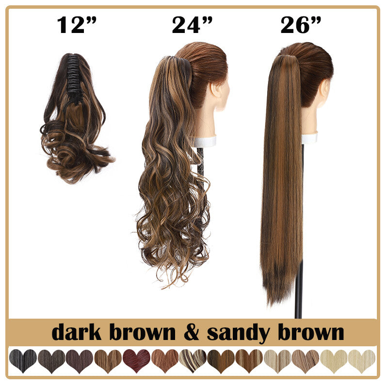 Extra Thick 12-Inch Clip-In Ponytail Hair Extension - Natural & Wavy