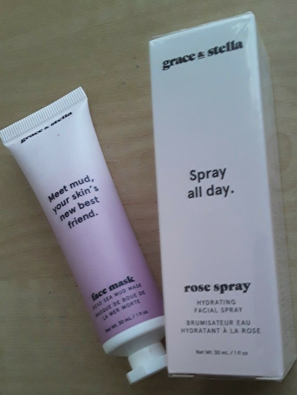 Hydrating Facial Spray & Dead Sea Mud Mask Set for Travel - Rose Scented