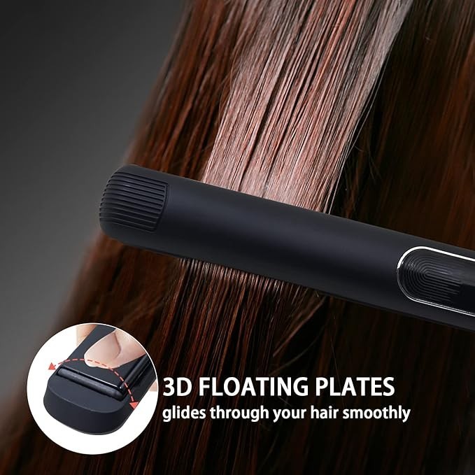Professional 1-Inch Ceramic Flat Iron Hair Straightener with Clips & Gloves