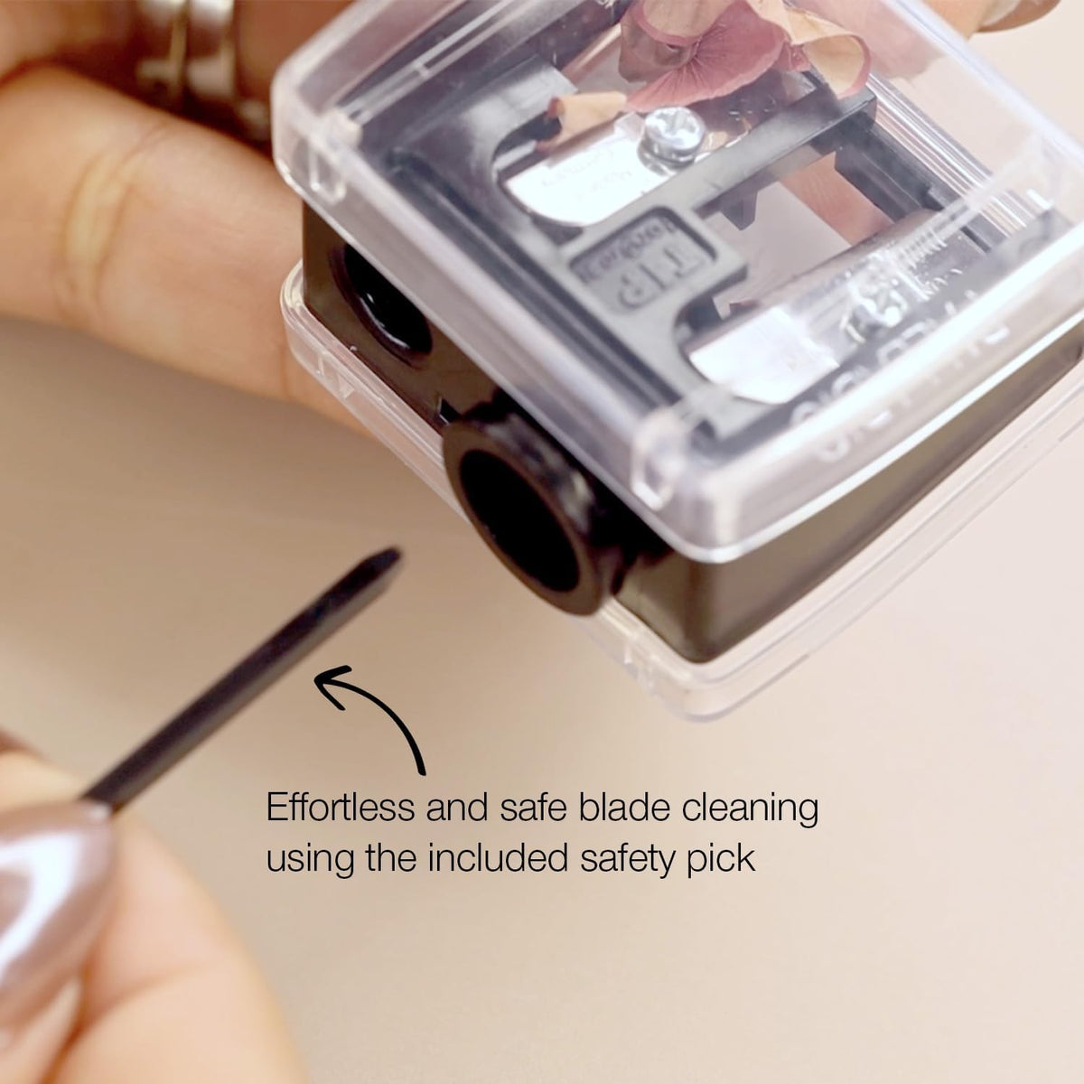 Double Barrel 3-in-1 Cosmetic Pencil Sharpener with Cover - Stainless Steel