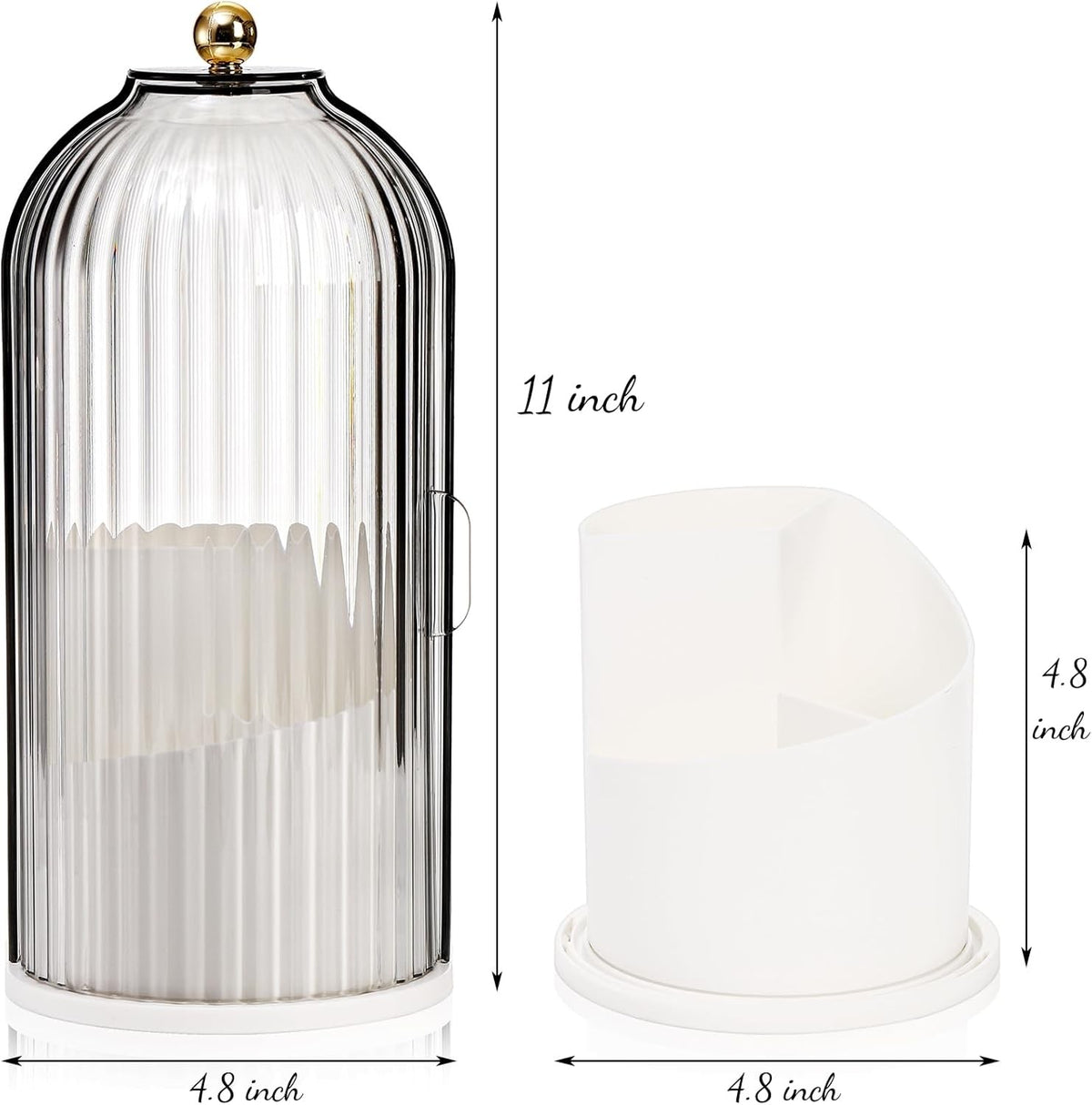 Rotating Makeup Brush Holder with Lid - Clear Dustproof Organizer for Vanity