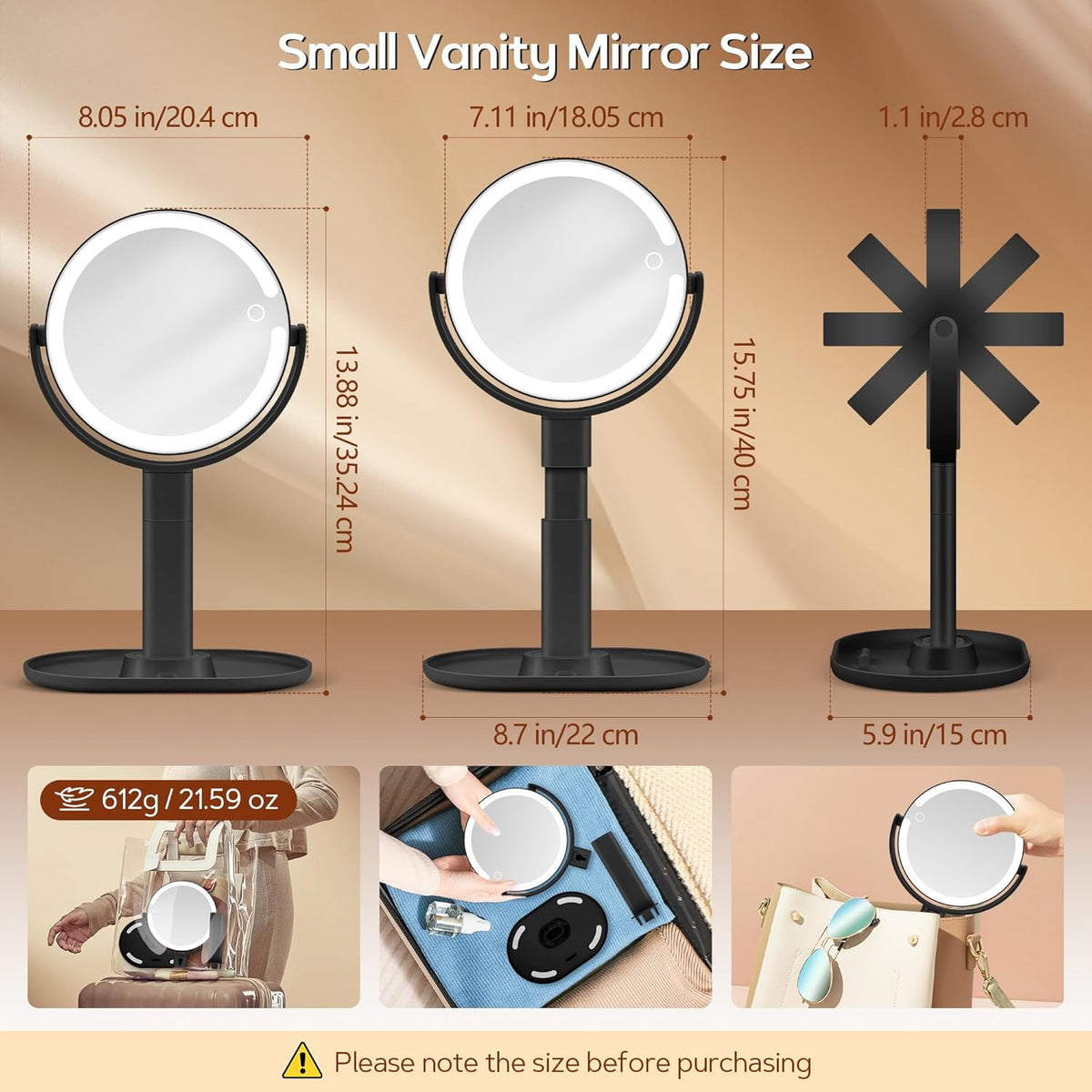 Lighted Magnifying Makeup Mirror with 30X Magnification and Adjustable Lighting