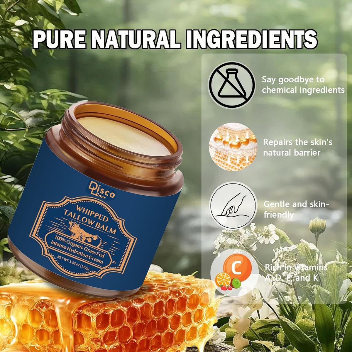 Grass Fed Whipped Beef Tallow Balm – Moisturizing Cream