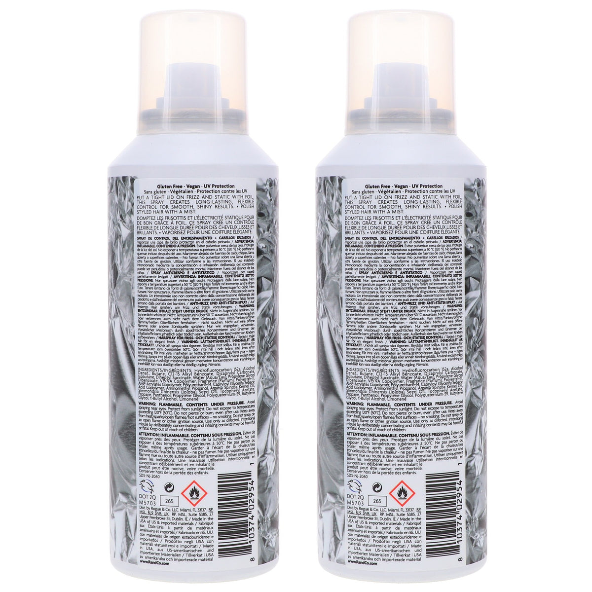Frizz and Static Control Hair Spray 5 oz - 2 Pack for Shine & UV Protection