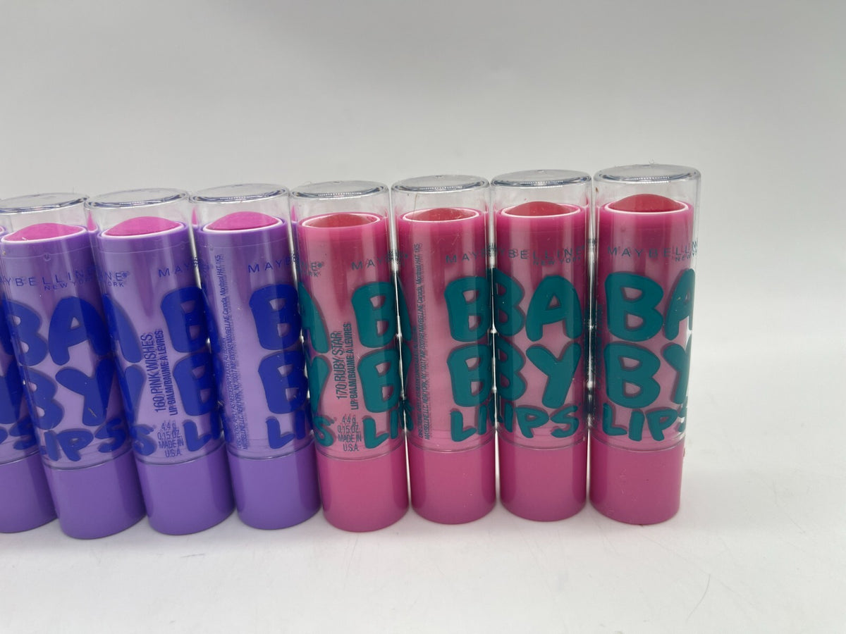 Bulk Lip Balm Set - Maybelline Baby Lips Winter Flush Pink Wishes Ruby Star 4 Pack, Lot of 12