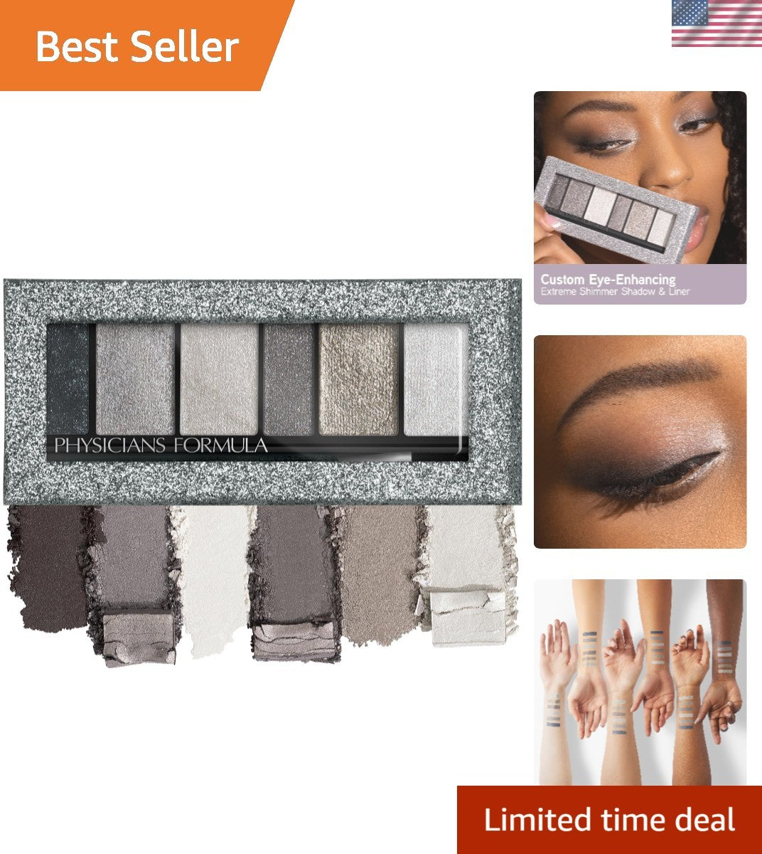 Hypoallergenic Eyeshadow Palette with 6 Shimmer Shades - Fragrance-Free