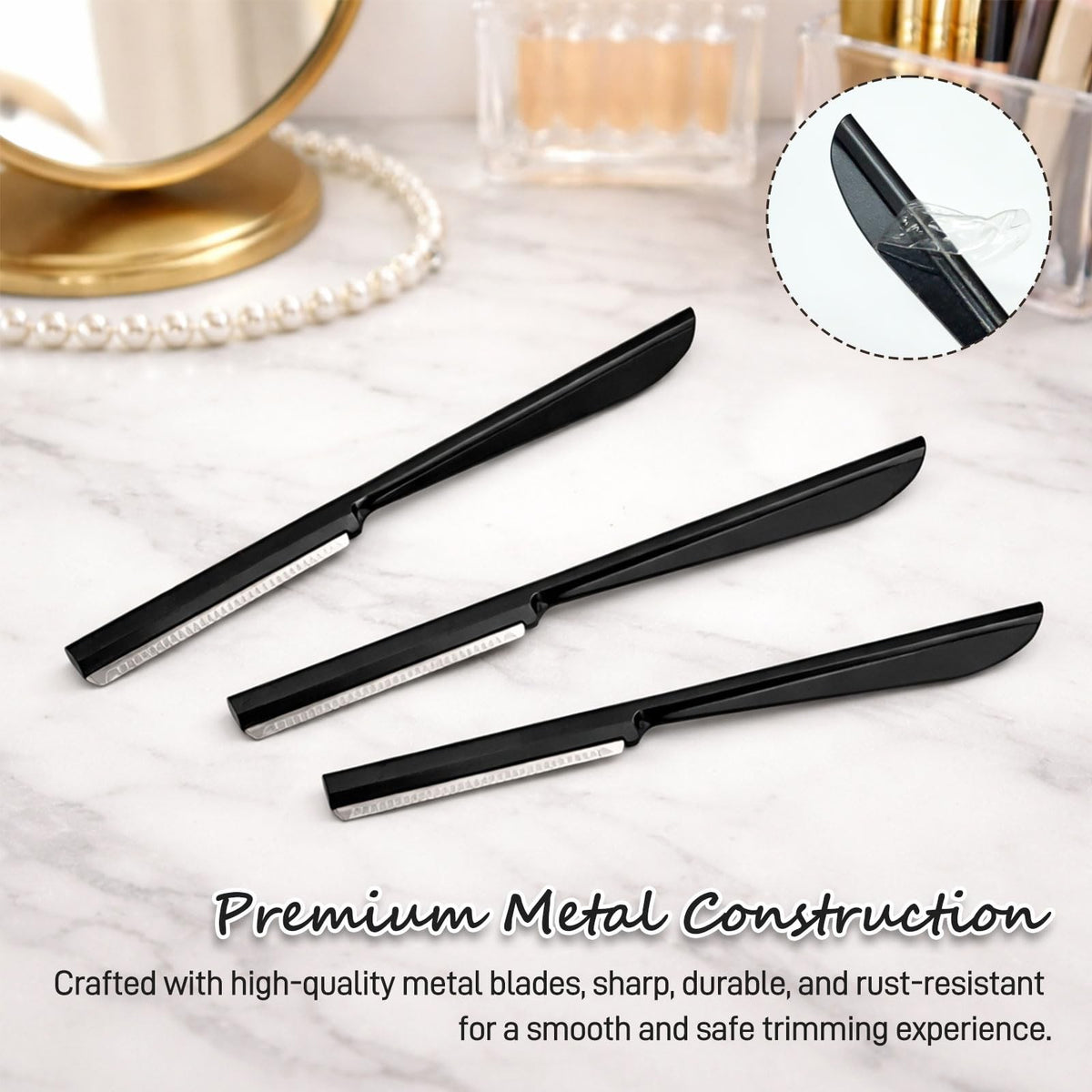 10-Pack Stainless Steel Eyebrow Razor Set for Face & Facial Hair Removal