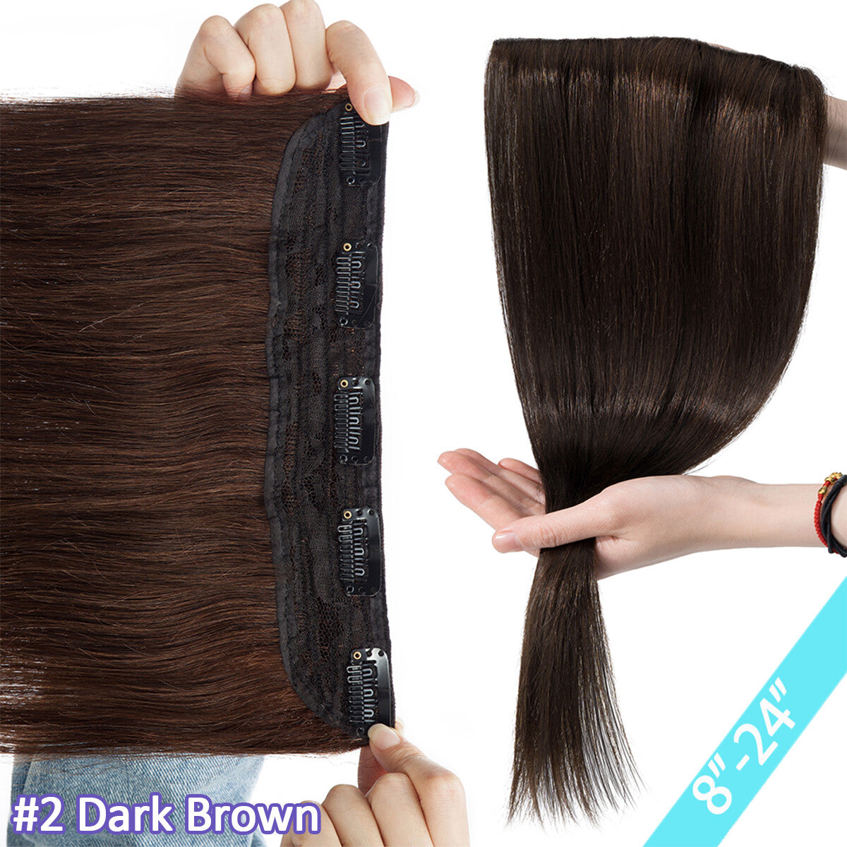 Women Clip-In Remy Human Hair Extensions Full Head Straight Ombre - Multiple Colors & Lengths