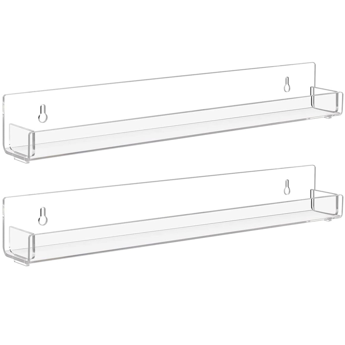 Clear Wall Mounted Nail Polish Rack Set - 15 Inch Acrylic Storage Shelves for Cosmetics