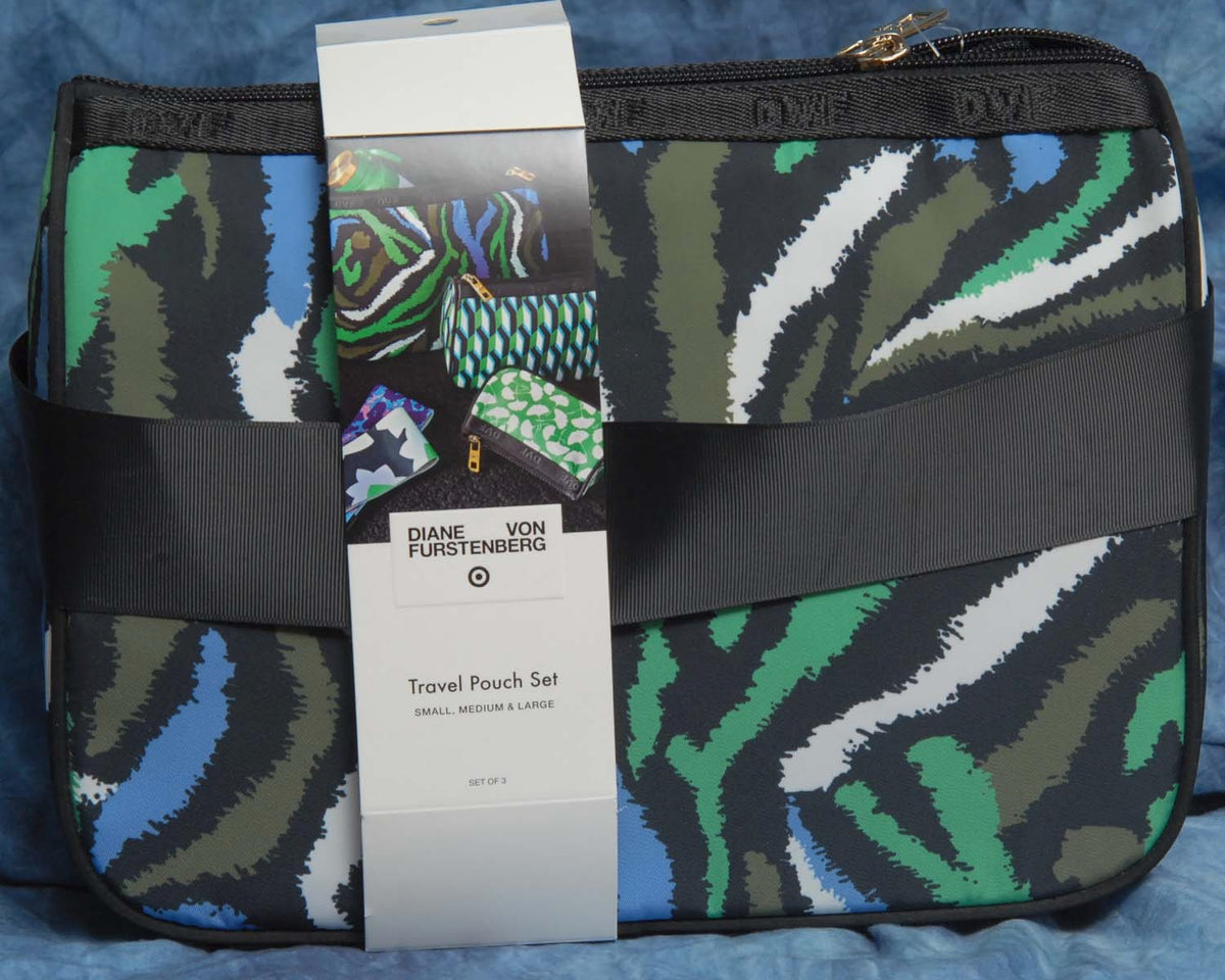 Disco Zebra Pattern Travel Pouch Set - 3 Pieces, New with Tags