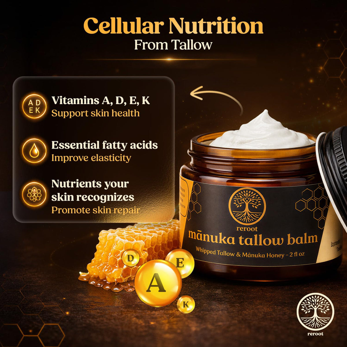 Manuka Honey Beef Tallow Face Balm - Natural Moisturizer for All Skin Types