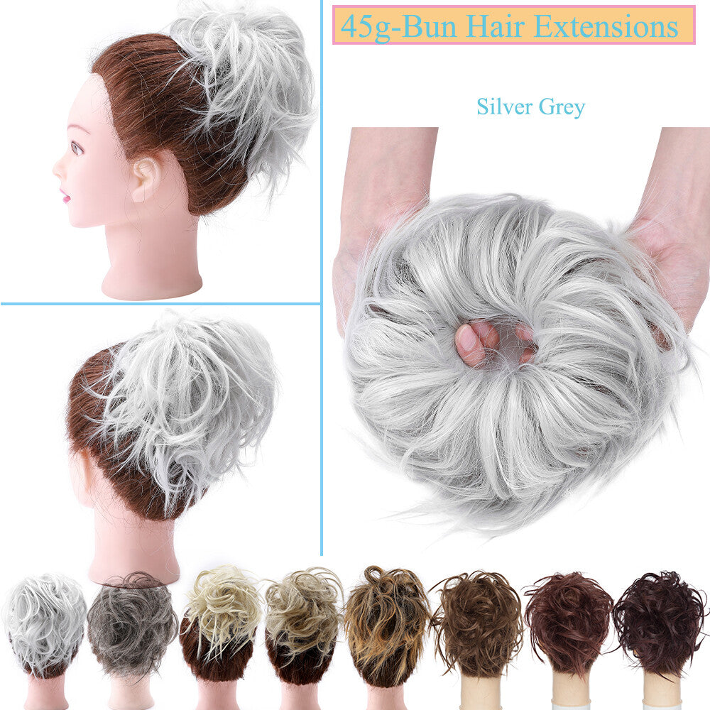 Large Messy Bun Hair Extension - Voluminous Synthetic Ponytail Wrap