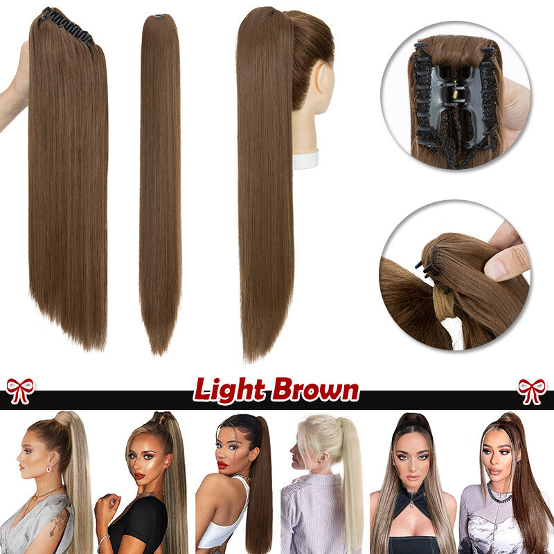 30-Inch Fluffy Ponytail Hair Extension with Claw Clip - Straight & Wave Styles