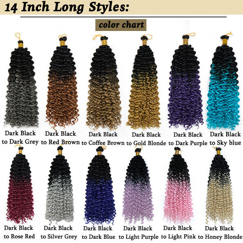 Hair Extensions Pre-Cilled Water Wave Crochet Braids Ombre 8-14 Inch