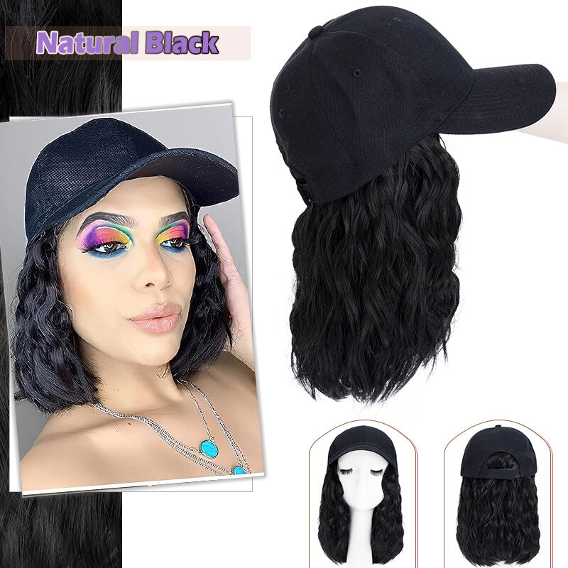 Adjustable Baseball Cap Wig with Hair Piece - Short Long Synthetic Hair