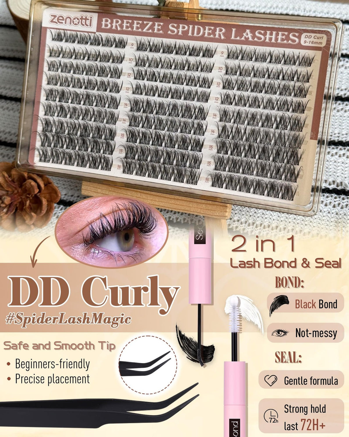 Lash Clusters Kit with DD Curl - Black Spider Breeze Style for Glamorous Eyes