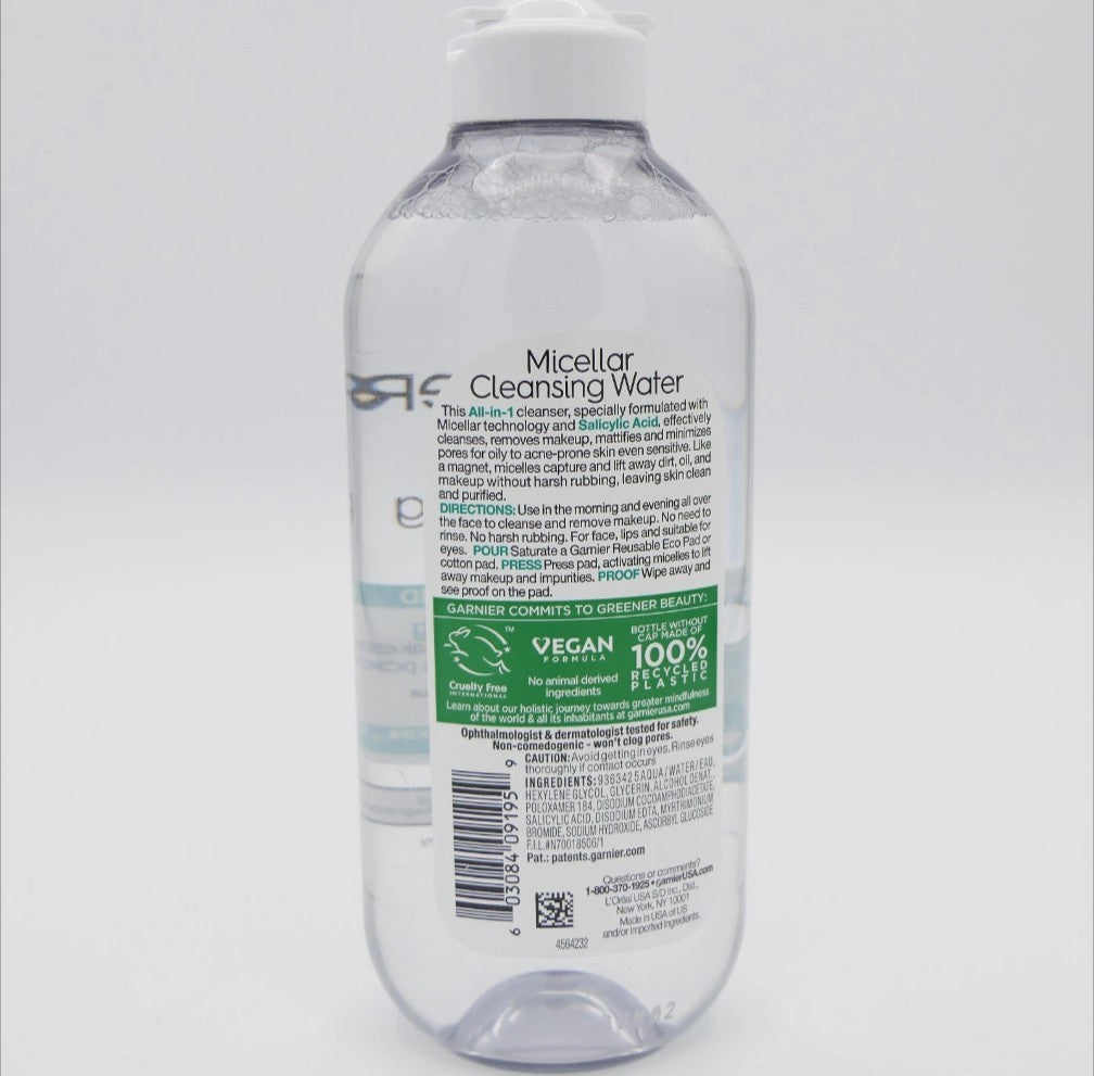 Garnier Micellar Cleansing Water with Salicylic Acid All-In-1, 13.5 oz (2 Pack)