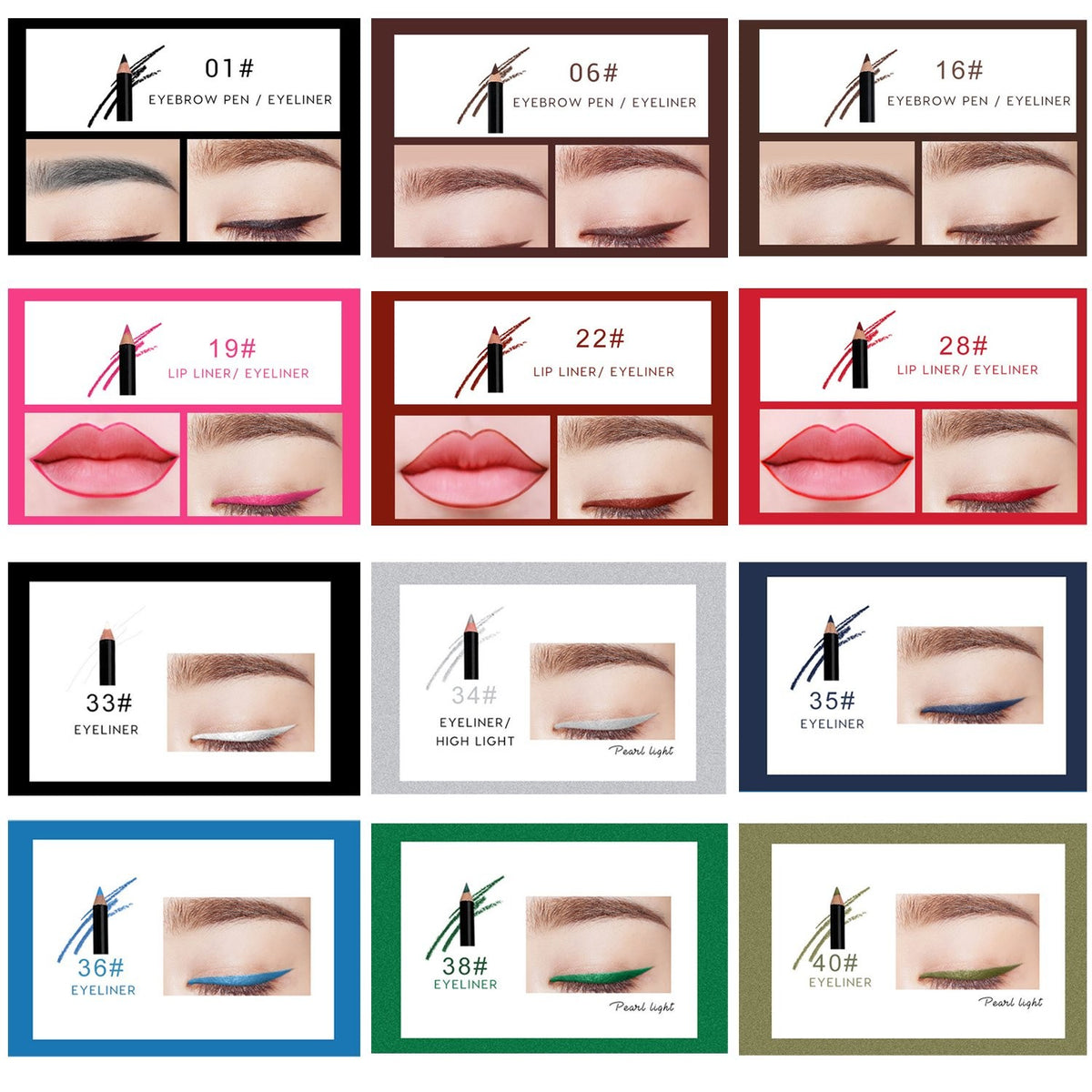 12-Color Waterproof Eyeliner Set - Long-Lasting, Smudge-Proof Makeup