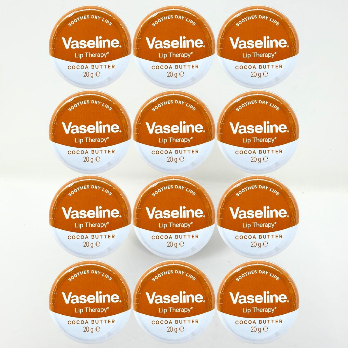 Vaseline Lip Therapy Cocoa Butter Lip Balm Tin 0.7 Oz Pack of 12