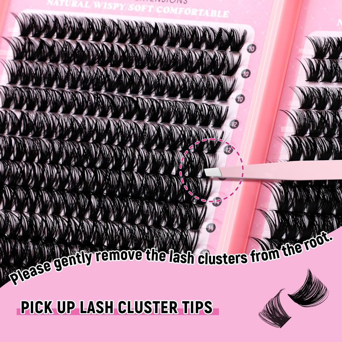 DIY Lash Clusters Kit 80D+100D Natural D Curl Extensions 10-18mm