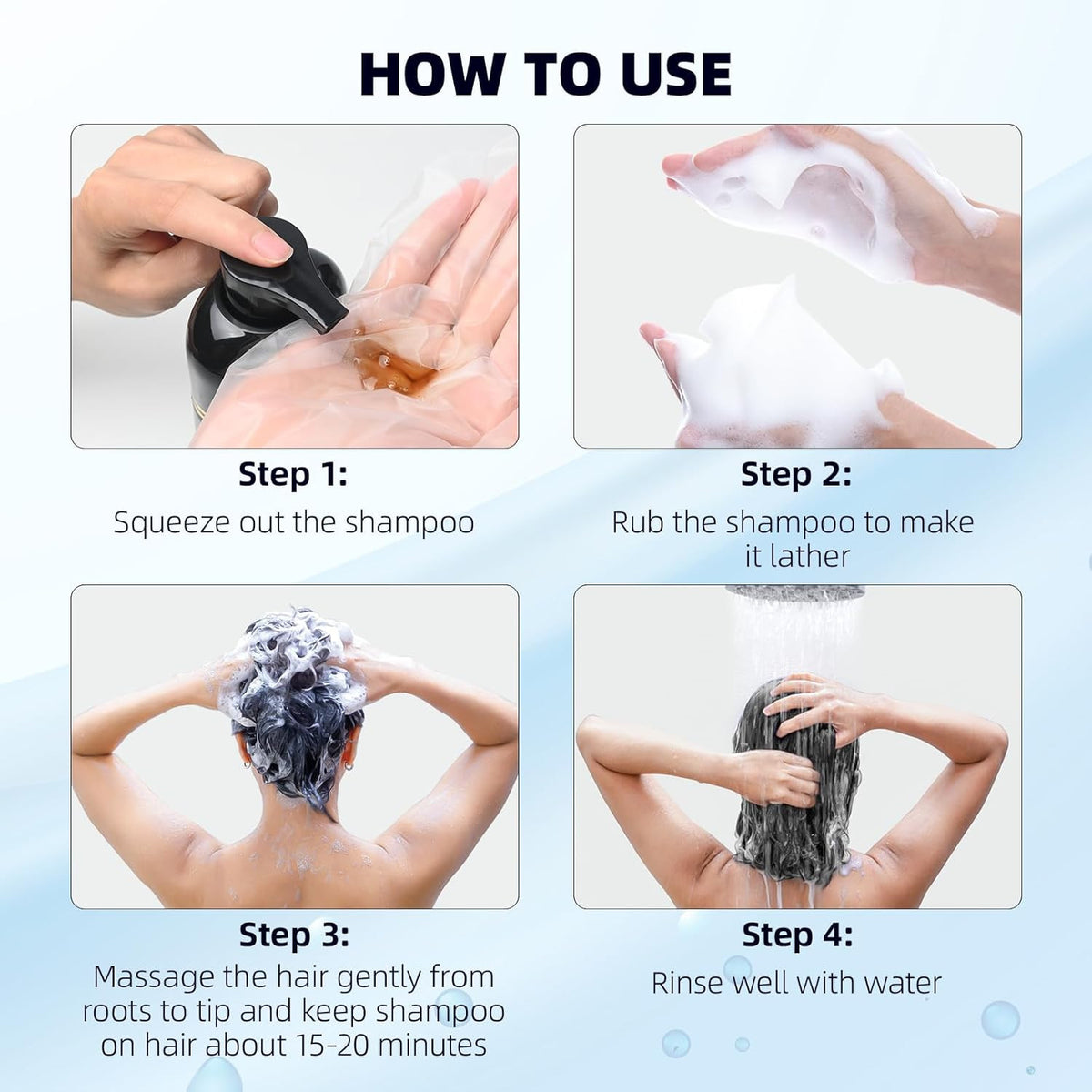 Black Hair Dye Shampoo 3-in-1 Semi-Permanent Color