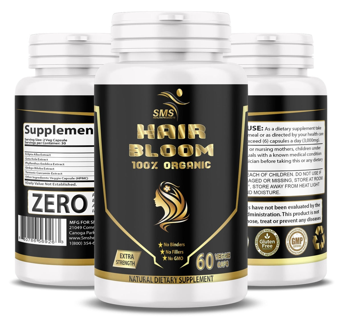 Hair Growth Supplement - 60 Veggie Capsules, Natural Herbal Formula