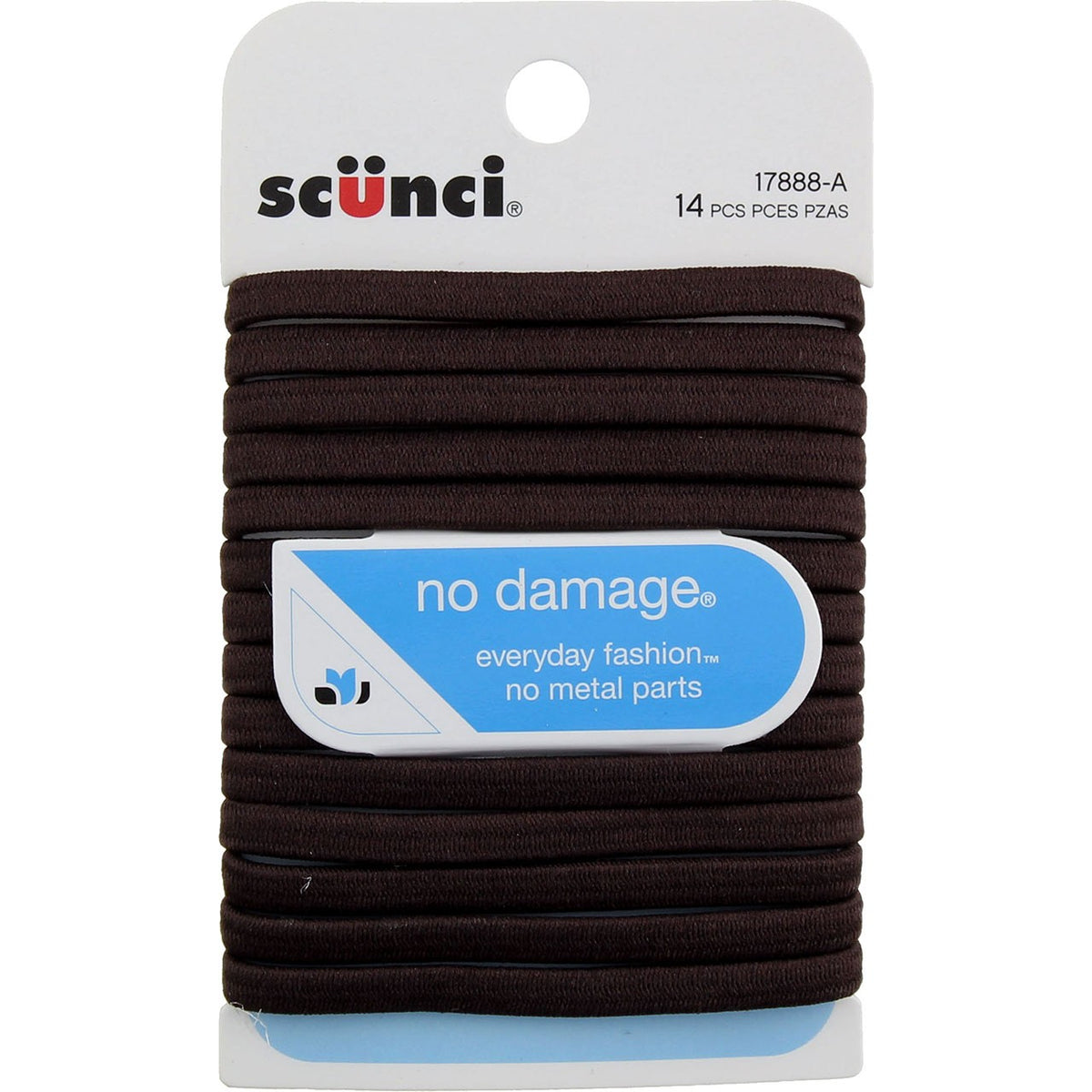3 Pack Scunci No Damage Hair Elastics, Brown, 14 Ct
