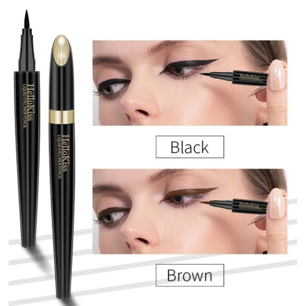 Waterproof Liquid Eyeliner with 0.1mm Precision Tip – Classic Black & Soft Brown