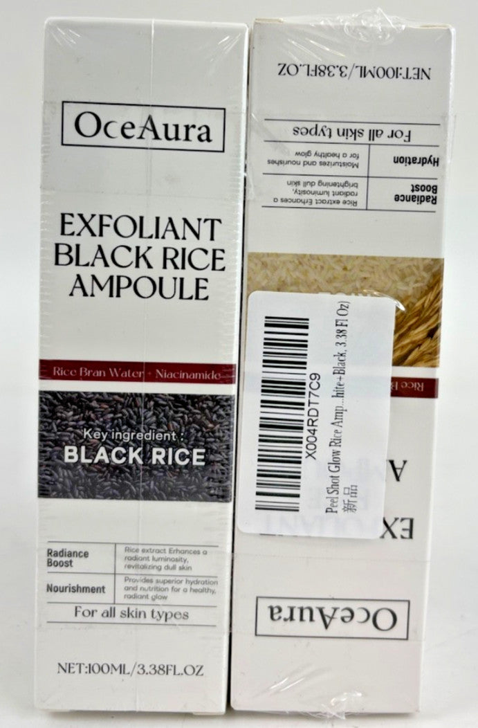 OceAura 2 Pack Exfoliant Black Rice Ampoule & 3.38oz Each