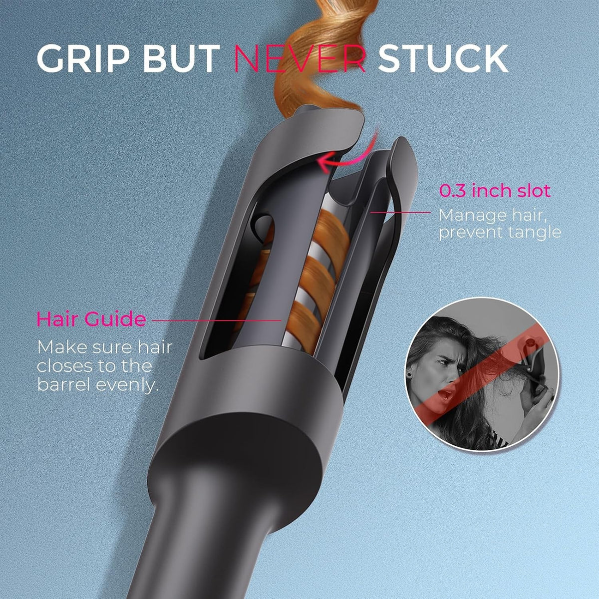 1.25 Inch Automatic Rotating Curling Iron for Beach Waves & Curly Hair