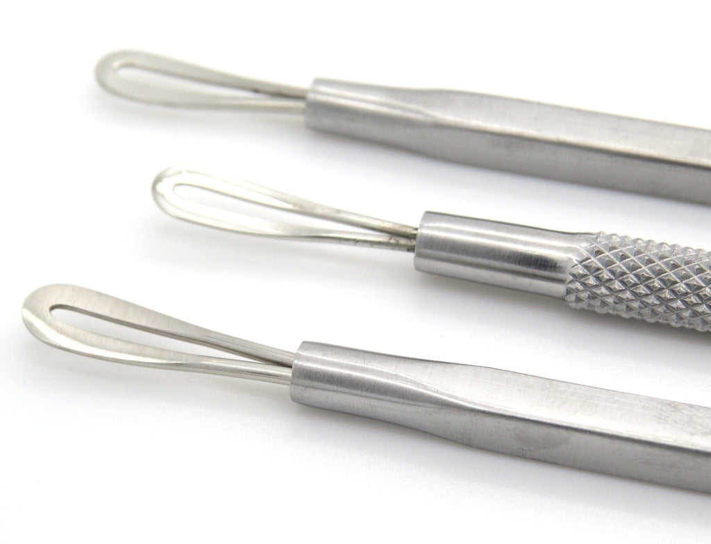 Comedone Extractor Tool Set of 3 - Blackhead & Acne Blemish Remover Kit