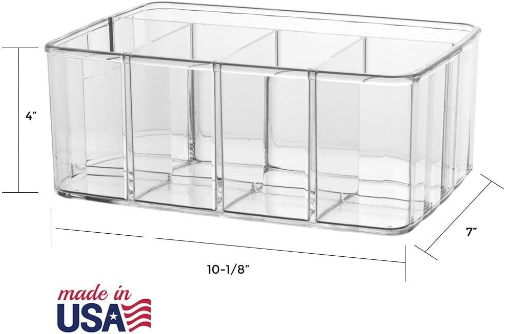 Clear Acrylic Makeup Organizer with 5 Compartments - Vanity Storage