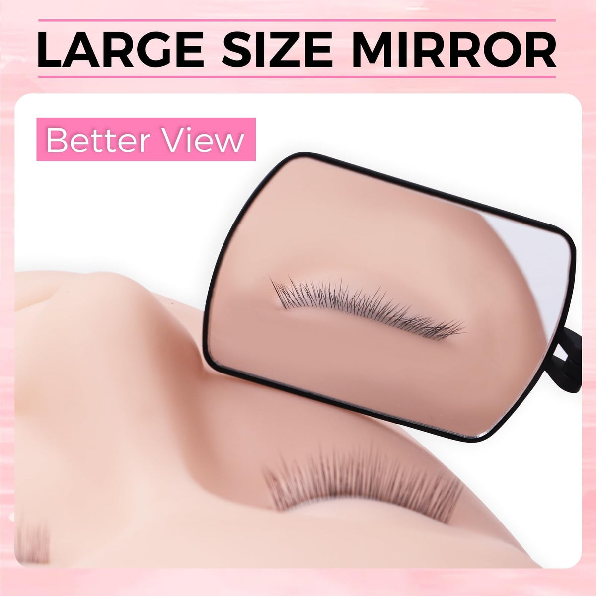 Portable Large Square Lash Mirror with 260° Rotation for Eyelash Extensions