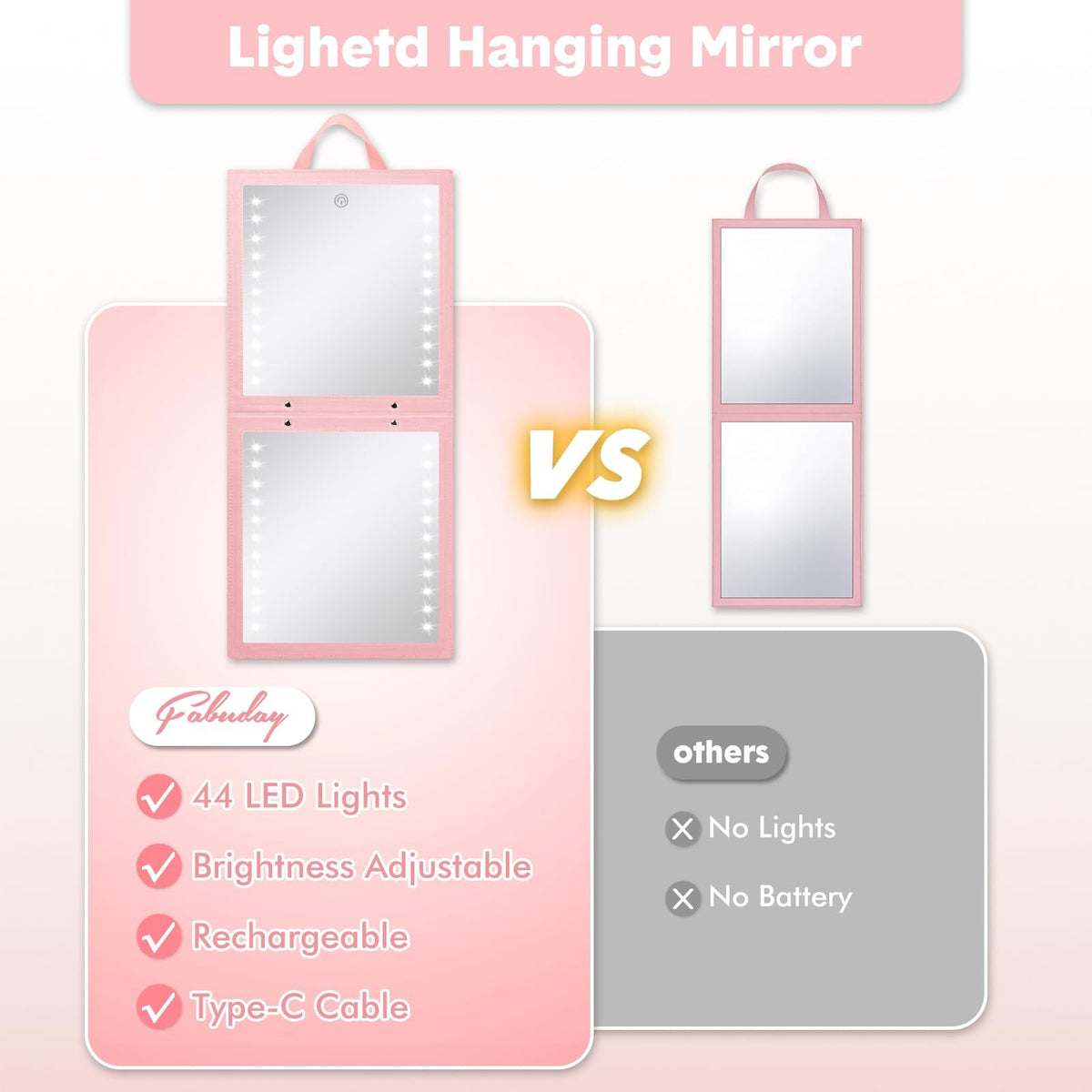 Lighted Full Length Folding Hanging Mirror for Dance & Backstage Use