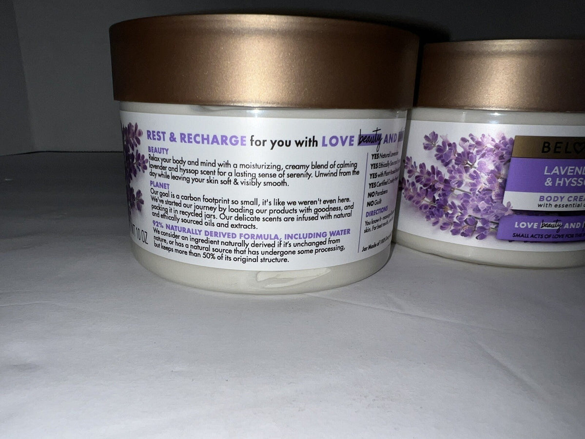 Beloved Lavender & Hyssop Body Cream 8 Oz Lot Of 2 - Vegan