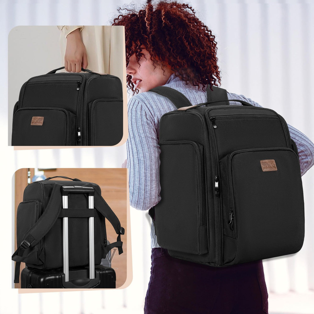 Travel Makeup Backpack with Removable Pouches & Brush Bag - Large Capacity