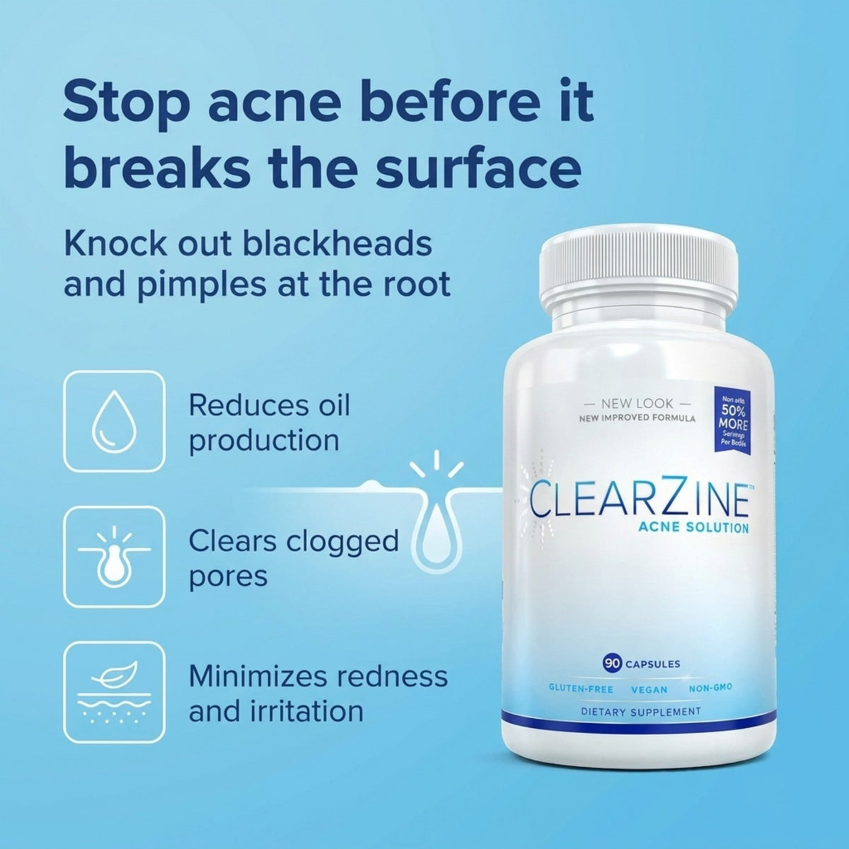 Acne Treatment Pills - Clear Skin Vitamins for Teens & Adults