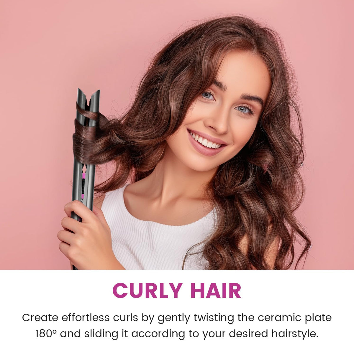 Ceramic Hair Straightener & Curling Iron 1 Inch Flat Iron with Digital Temp Control