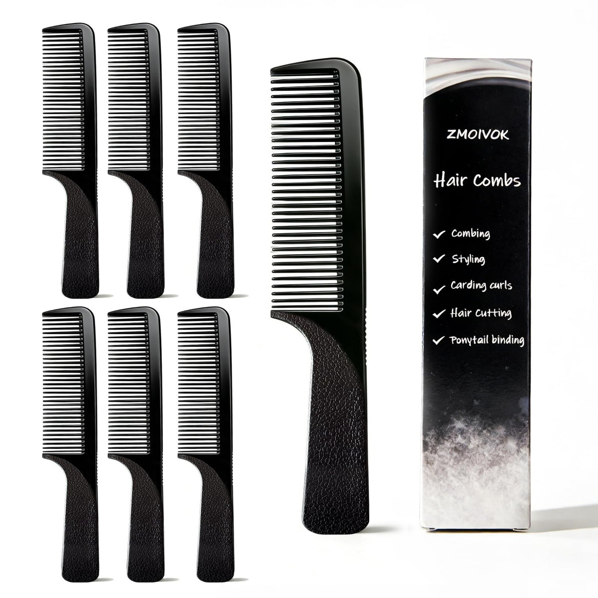 Professional Hair Combs Set - 6 Carbon Fiber Styling Tools for Men & Salon Use