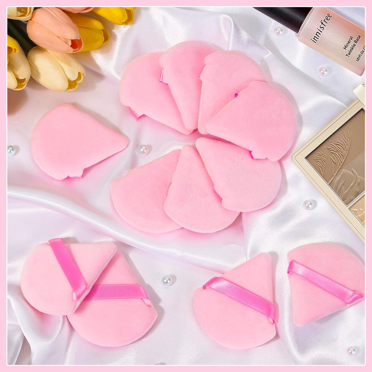 Triangle Makeup Powder Puffs Set - Soft Velour Face Applicators for Foundation & Loose Powder, 20 Pieces